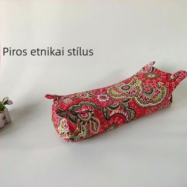 Pamut durva szövésű párnahuzat tigris fej motívummal a nyaki támaszért, reaktív nyomtatással és színezéssel