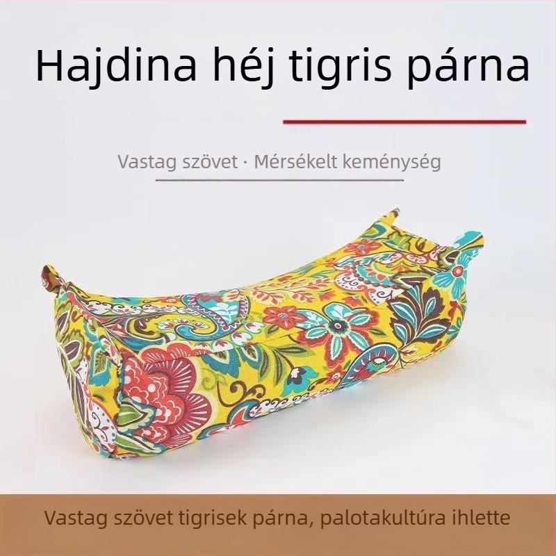 Pamut durva szövésű párnahuzat tigris fej motívummal a nyaki támaszért, reaktív nyomtatással és színezéssel
