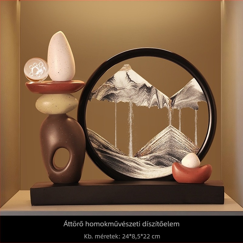 Kulcs-tároló, homokórás dekoráció — modern minimalista otthoni dekor, előszoba és nappali számára, ideális házavató ajándék