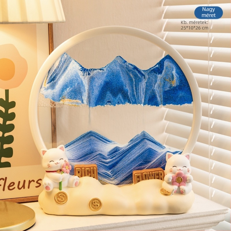 Kulcs-tároló, homokórás dekoráció — modern minimalista otthoni dekor, előszoba és nappali számára, ideális házavató ajándék