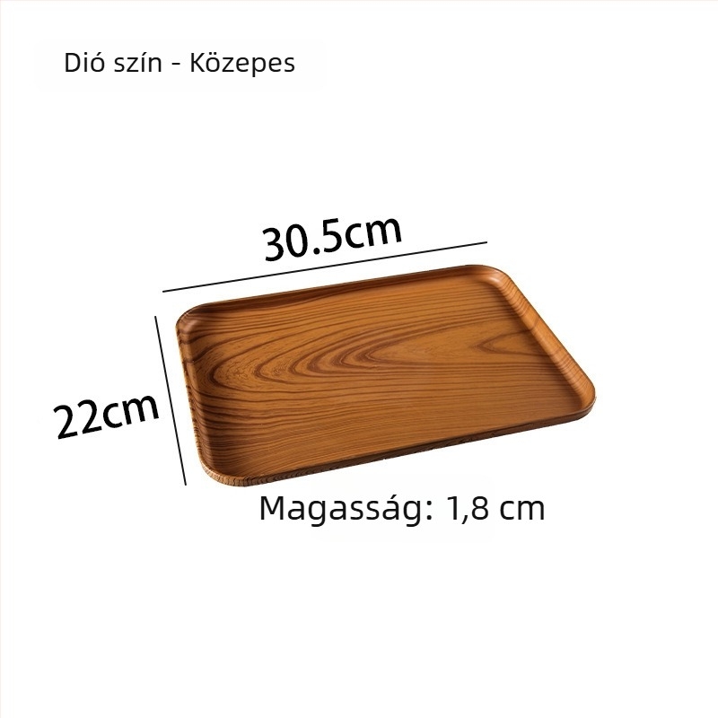 Ováli tálca fa imitációval otthoni használatra; pohár, ékszer és desszertek számára; PP anyag, kínai stílus, logóval testreszabható, 2023-ben debütált.