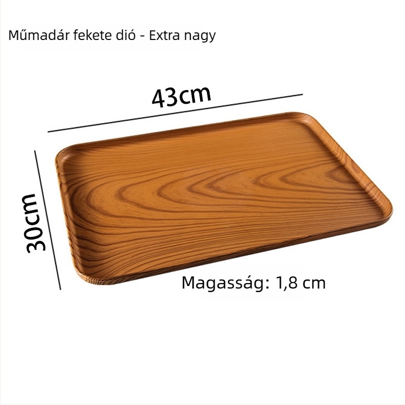 Ováli tálca fa imitációval otthoni használatra; pohár, ékszer és desszertek számára; PP anyag, kínai stílus, logóval testreszabható, 2023-ben debütált.