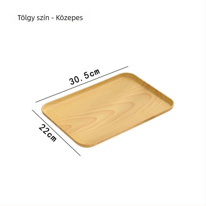 Ováli tálca fa imitációval otthoni használatra; pohár, ékszer és desszertek számára; PP anyag, kínai stílus, logóval testreszabható, 2023-ben debütált.