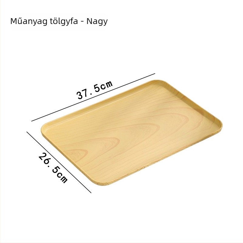 Ováli tálca fa imitációval otthoni használatra; pohár, ékszer és desszertek számára; PP anyag, kínai stílus, logóval testreszabható, 2023-ben debütált.