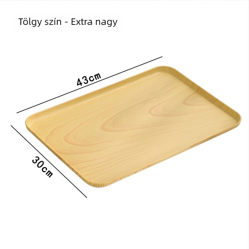 Ováli tálca fa imitációval otthoni használatra; pohár, ékszer és desszertek számára; PP anyag, kínai stílus, logóval testreszabható, 2023-ben debütált.