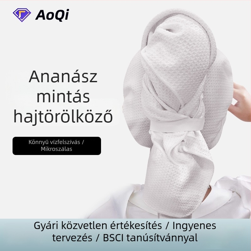 Ultrafinom mikroszálas hajszárító sapka, ananász mintázatú waffel szövésű, nedvszívó fürdősapka felnőtteknek