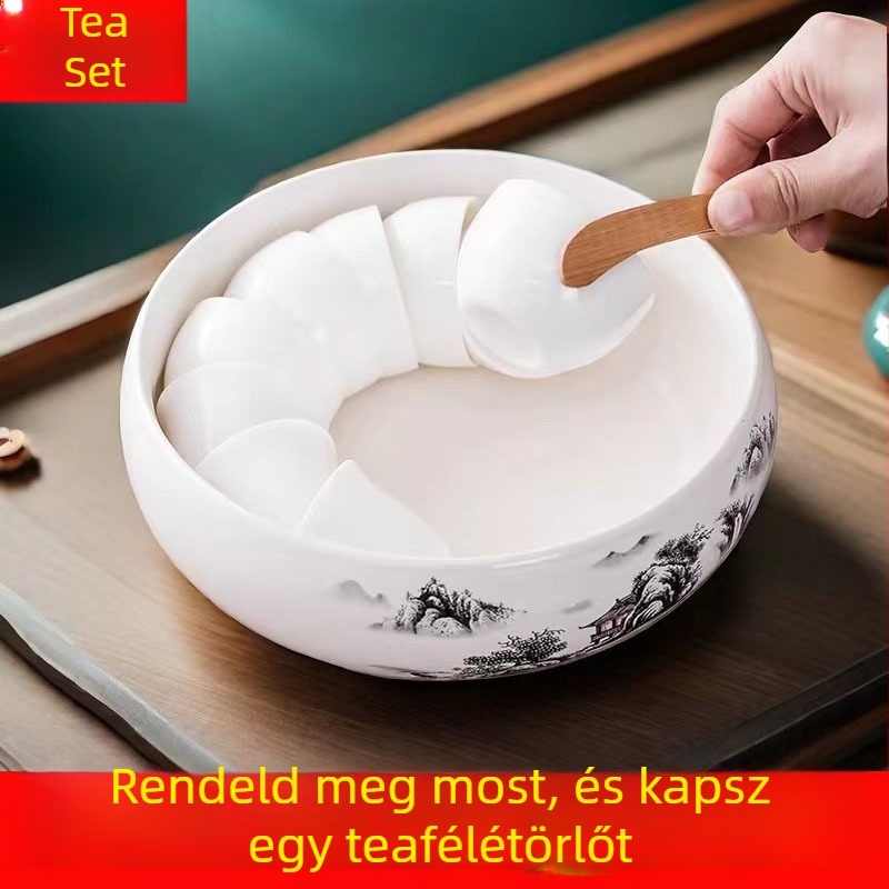 Kerámiából készült teás mosóedény, tealevél-maradék tartály és hamutartó – Kung Fu tea készlet kiegészítői