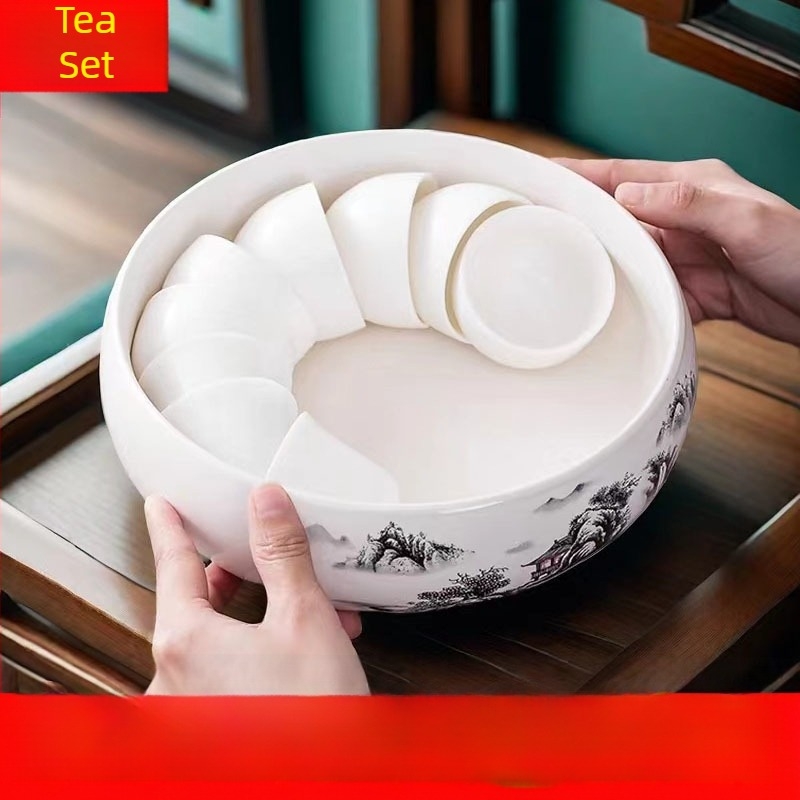 Kerámiából készült teás mosóedény, tealevél-maradék tartály és hamutartó – Kung Fu tea készlet kiegészítői