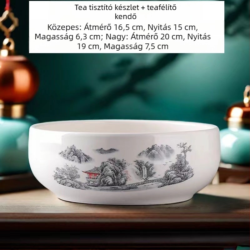 Kerámiából készült teás mosóedény, tealevél-maradék tartály és hamutartó – Kung Fu tea készlet kiegészítői