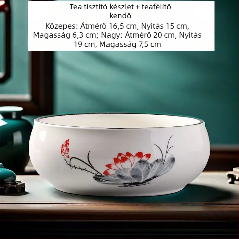 Kerámiából készült teás mosóedény, tealevél-maradék tartály és hamutartó – Kung Fu tea készlet kiegészítői