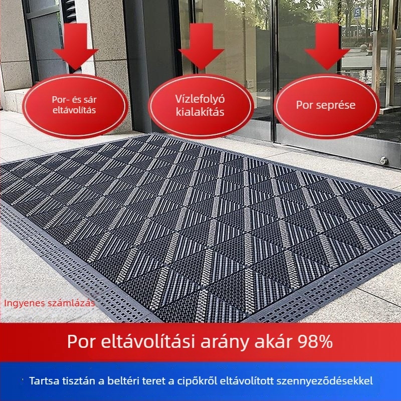 Három az egyben bejárati szőnyeg kereskedelmi és otthoni használatra, pormentesítés, csúszásmentes, kültéri műanyag padló szőnyeg geometriai mintával
