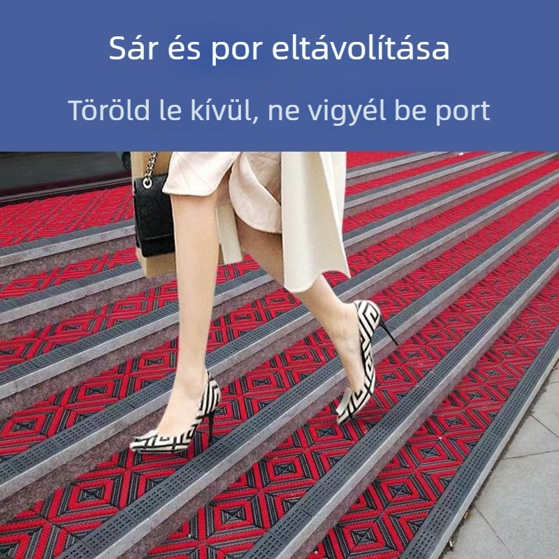 Három az egyben bejárati szőnyeg kereskedelmi és otthoni használatra, pormentesítés, csúszásmentes, kültéri műanyag padló szőnyeg geometriai mintával