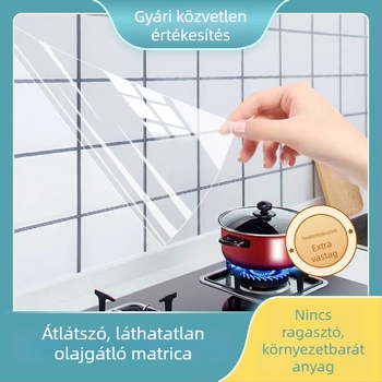 Konyhai átlátszó elektrostatikus öntapadós fólia csempékre, vastított, hőálló, fa mintázatú, vízálló falakhoz