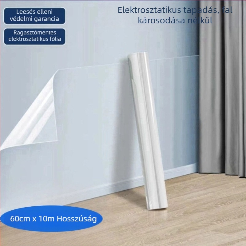 Konyhai átlátszó elektrostatikus öntapadós fólia csempékre, vastított, hőálló, fa mintázatú, vízálló falakhoz