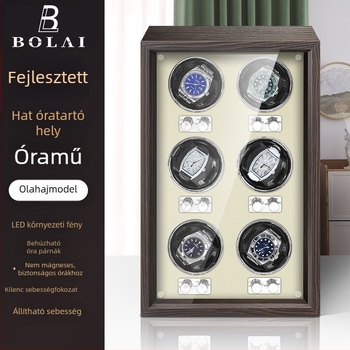 BOLAI Fából készült Óratorzító és Forgató, Csendes, Anti-mágneses, Automata, Tároló Dobozzal