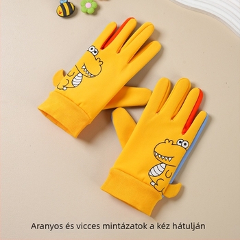 Nylon gyerek síkesztyűk, téli meleg, karikatúra mintával, 5–10 éveseknek