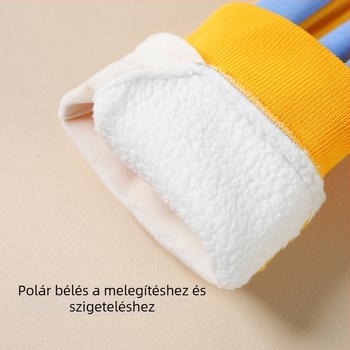 Nylon gyerek síkesztyűk, téli meleg, karikatúra mintával, 5–10 éveseknek