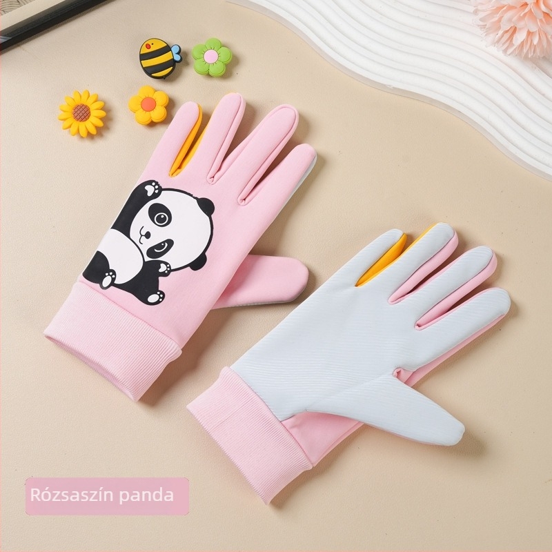 Nylon gyerek síkesztyűk, téli meleg, karikatúra mintával, 5–10 éveseknek