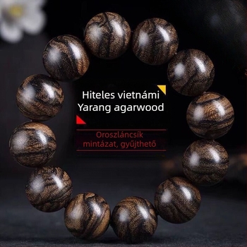 Aromás fa karkötő agarwood beillesztéssel, kézzel készített gyöngyök, 15 gyöngy