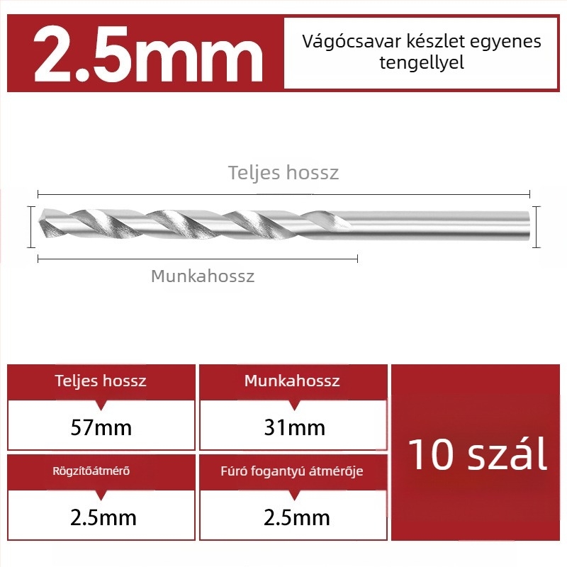 Csavarfúró elektromos fúróhoz – kobalt-tartalmú, egyenes szár, mikro-precíz nyílások karkötő- és Buddha gyöngyök számára. Márka: Airui shield