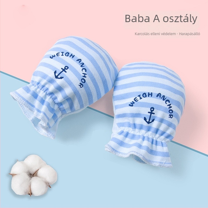 Újszülött babáknak anti-karcolás kesztyűk - 100% pamut, légáteresztő, magas rugalmasság, tartalmaz lábvédőket, uniszex, egész éves használatra