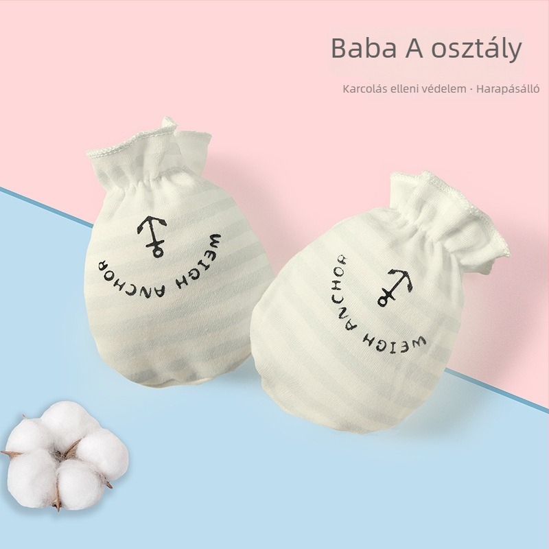 Újszülött babáknak anti-karcolás kesztyűk - 100% pamut, légáteresztő, magas rugalmasság, tartalmaz lábvédőket, uniszex, egész éves használatra