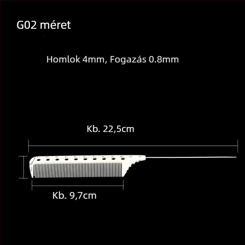 KLS professzionális hajfésű – ABS anyag, hegyes farokkal, fodrászatban használható