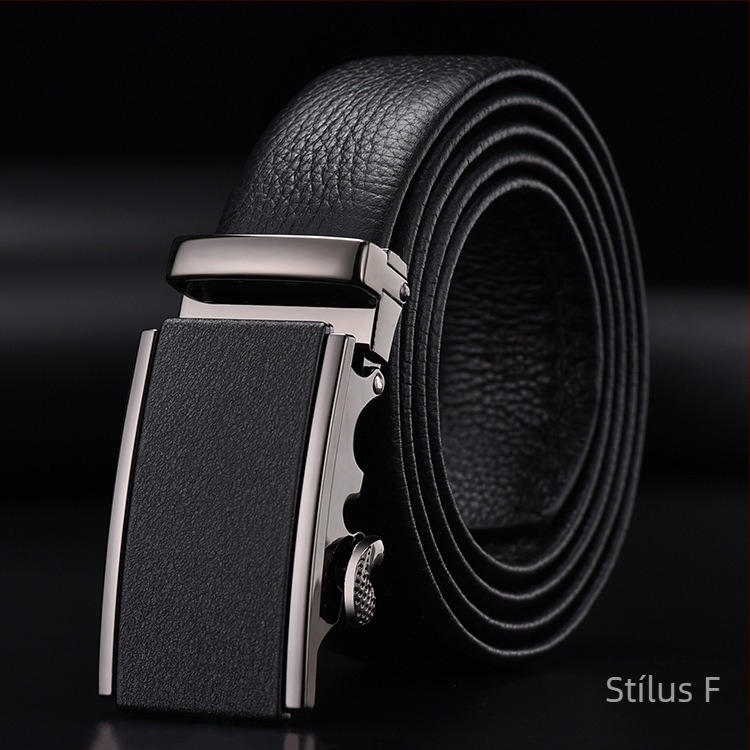 Férfi öv első rétegű marhabőrből, automata csattal, szélesség 2-4 cm, üzleti minimalista stílus