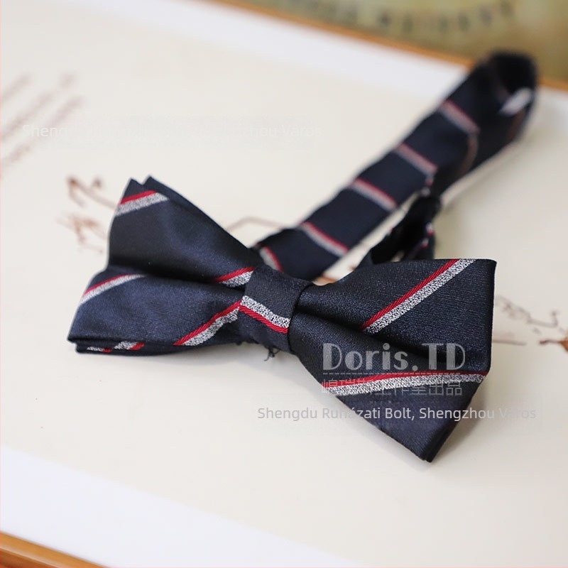 Esküvői csokornyakkendő, koreai stílus, virágos jacquard poliészter, sík vég, Doris.TD