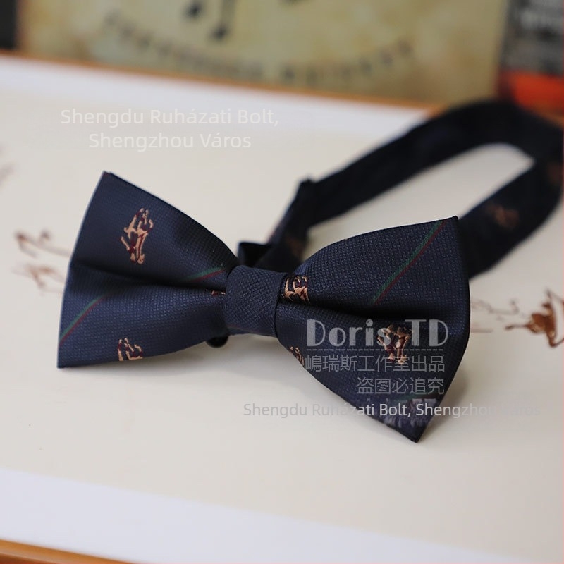 Esküvői csokornyakkendő, koreai stílus, virágos jacquard poliészter, sík vég, Doris.TD