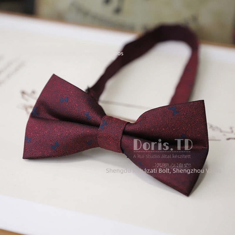 Esküvői csokornyakkendő, koreai stílus, virágos jacquard poliészter, sík vég, Doris.TD