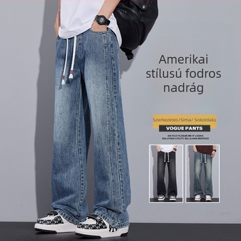 Bootcut denim farmernadrág fleece-béléssel, középmagas derék, ívelt szegély, enyhén bővülő egyenes szár