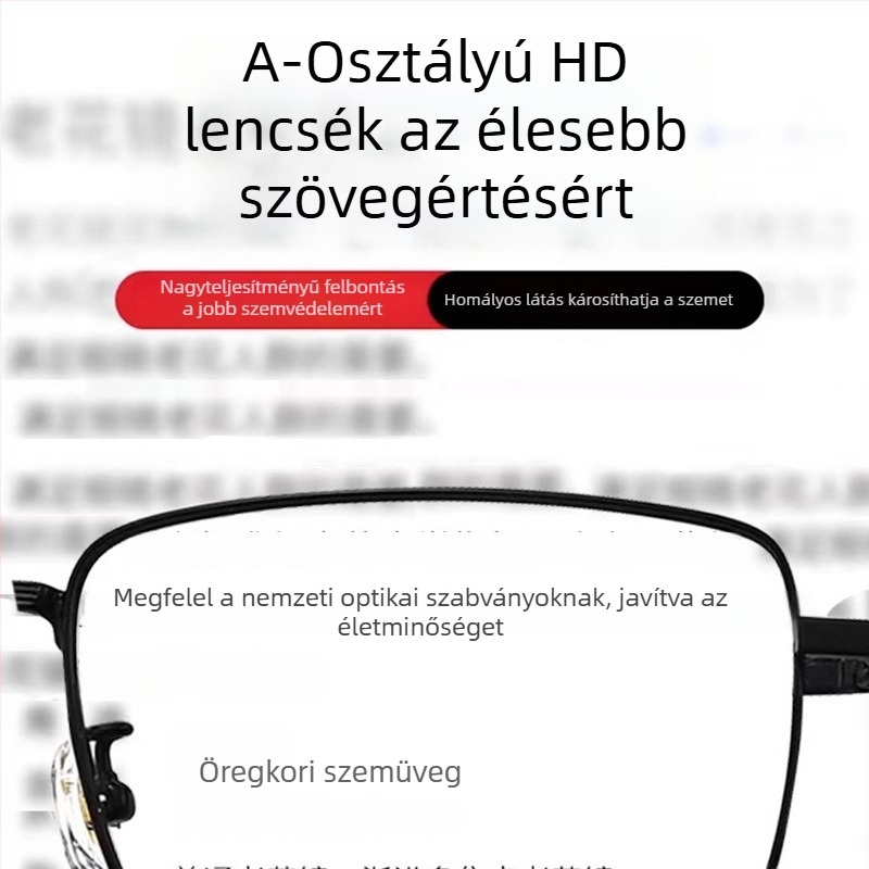 Olvasószemüveg - akril lencsék, anti-kék fény, keret nélküli, titán ötvözet keret