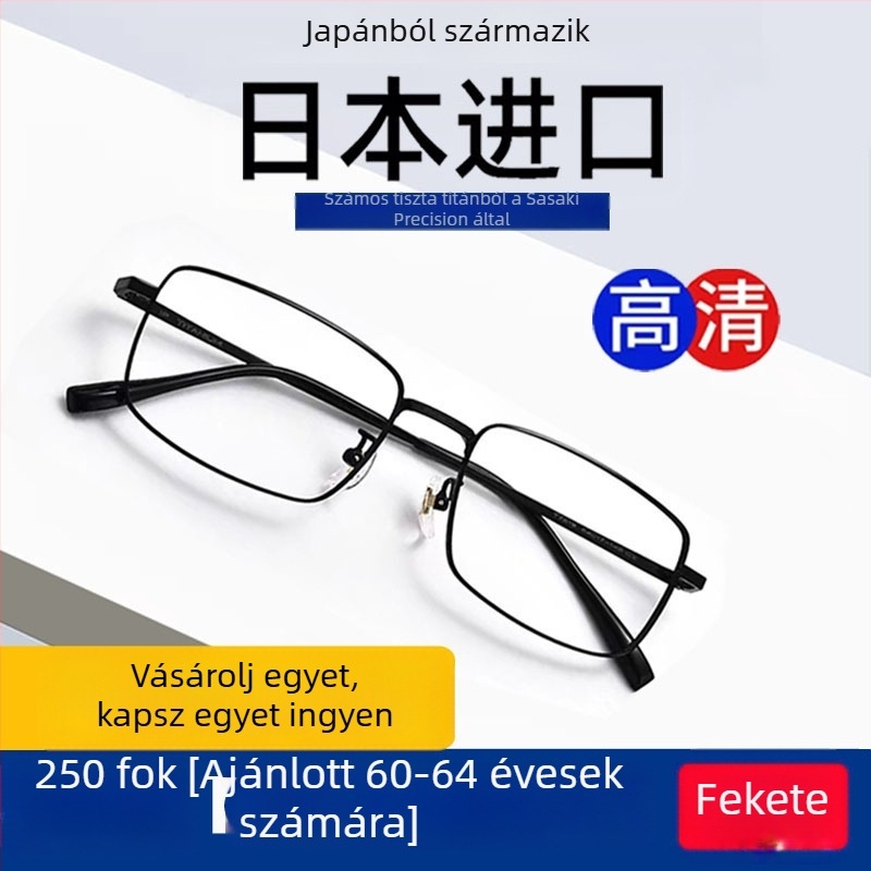 Olvasószemüveg - akril lencsék, anti-kék fény, keret nélküli, titán ötvözet keret