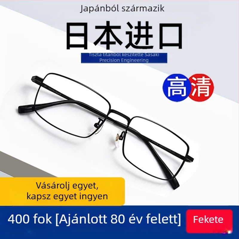 Olvasószemüveg - akril lencsék, anti-kék fény, keret nélküli, titán ötvözet keret