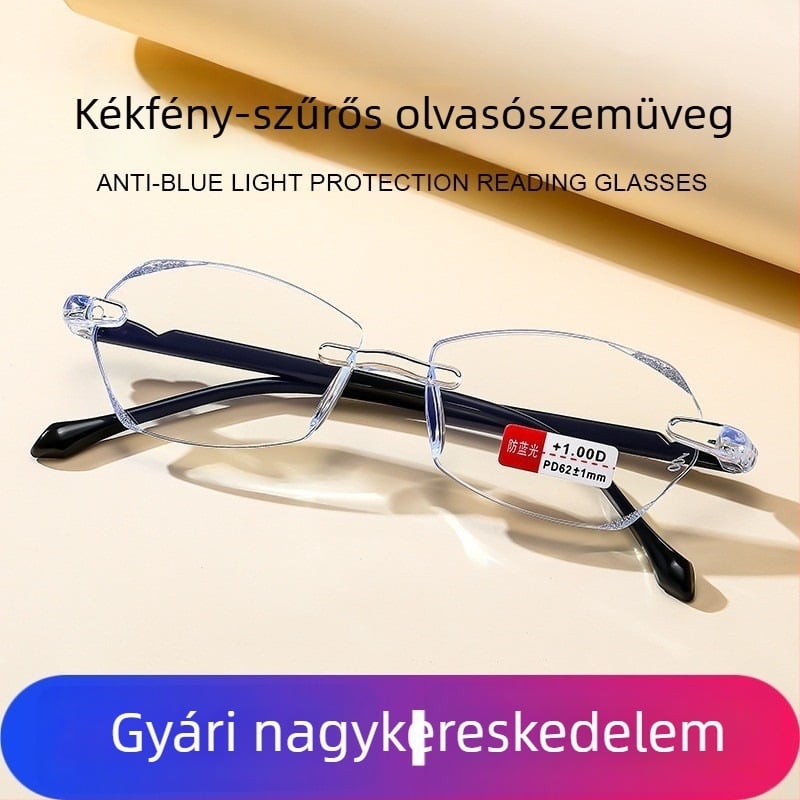 Női olvasó szemüveg, kékfény elleni védelem, HD lencsék, négyzetes keret, retro stílus