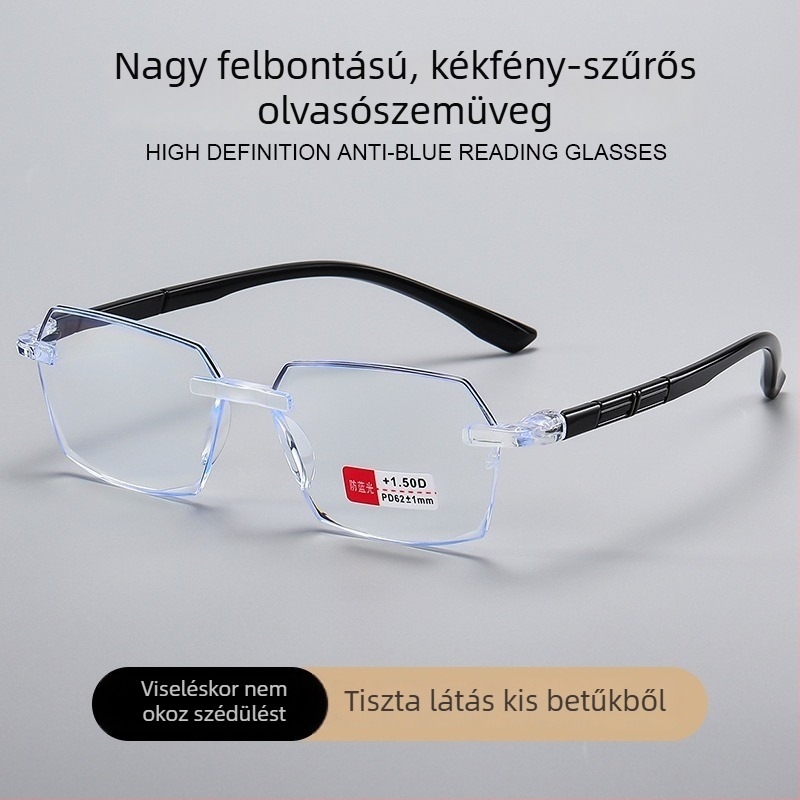 Női olvasó szemüveg, kékfény elleni védelem, HD lencsék, négyzetes keret, retro stílus