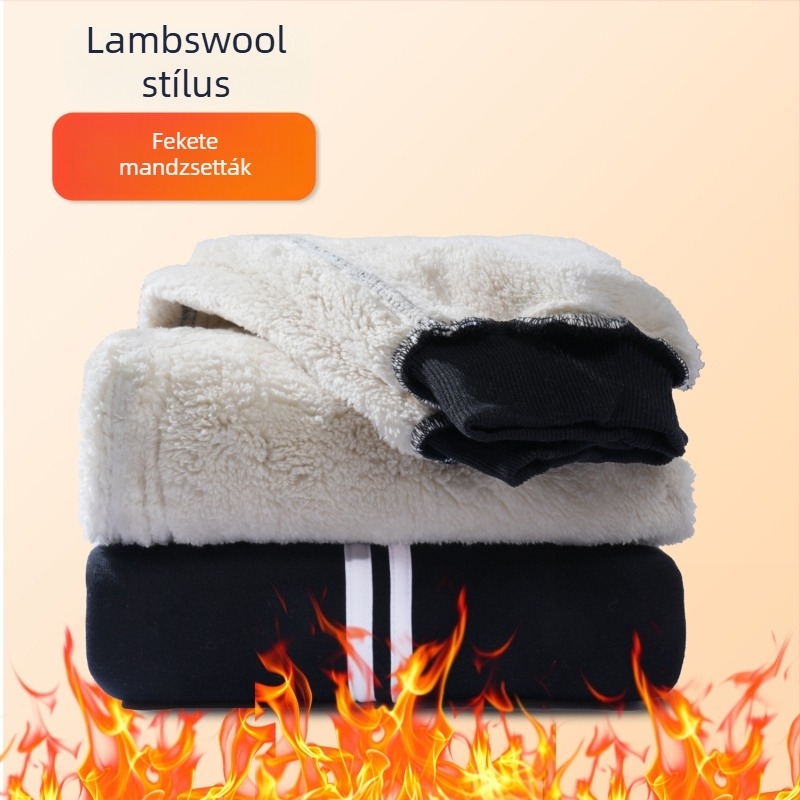 Gyerekeknek szóló pamut sportnadrág fleece belsővel, téli, Preppy stílus, 73% pamut, középmagas derekú, elasztikus derékrész