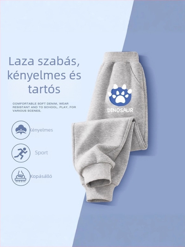 Fiúknak pamut jogger nadrágok tavasz–őszre, mindennapi viselet, 3–8 évesek, mesefigurás mintával