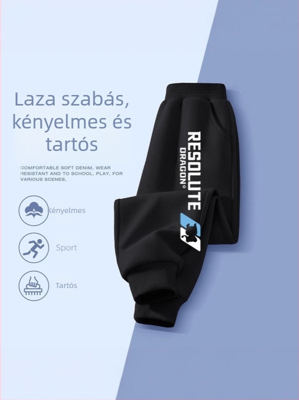 Fiúknak pamut jogger nadrágok tavasz–őszre, mindennapi viselet, 3–8 évesek, mesefigurás mintával