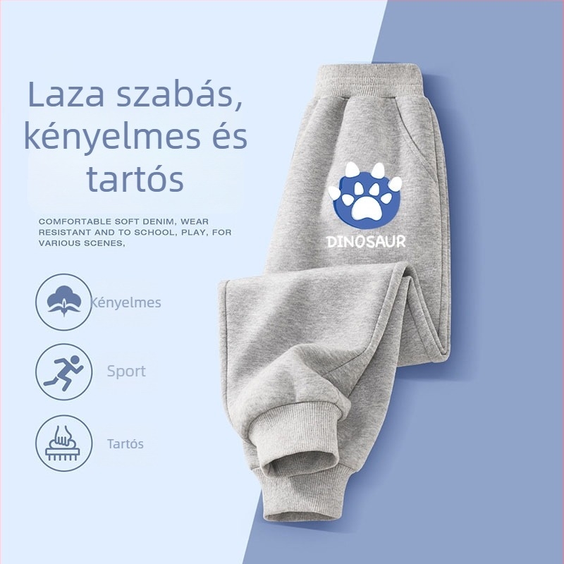 Fiúknak pamut jogger nadrágok tavasz–őszre, mindennapi viselet, 3–8 évesek, mesefigurás mintával