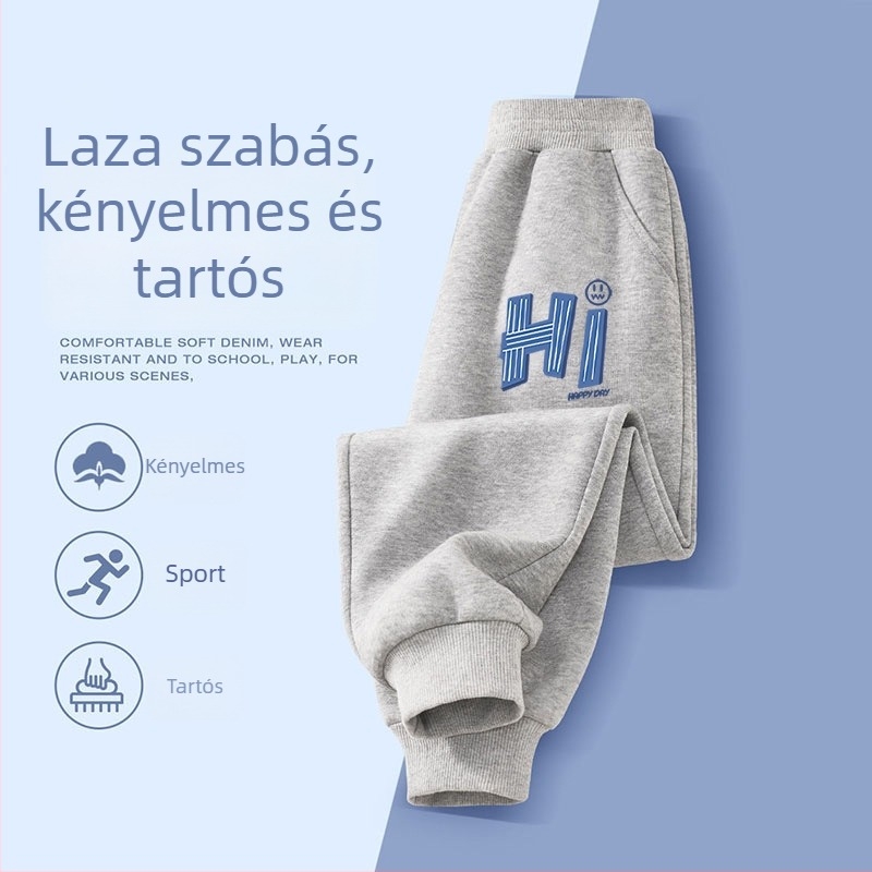 Fiúknak pamut jogger nadrágok tavasz–őszre, mindennapi viselet, 3–8 évesek, mesefigurás mintával
