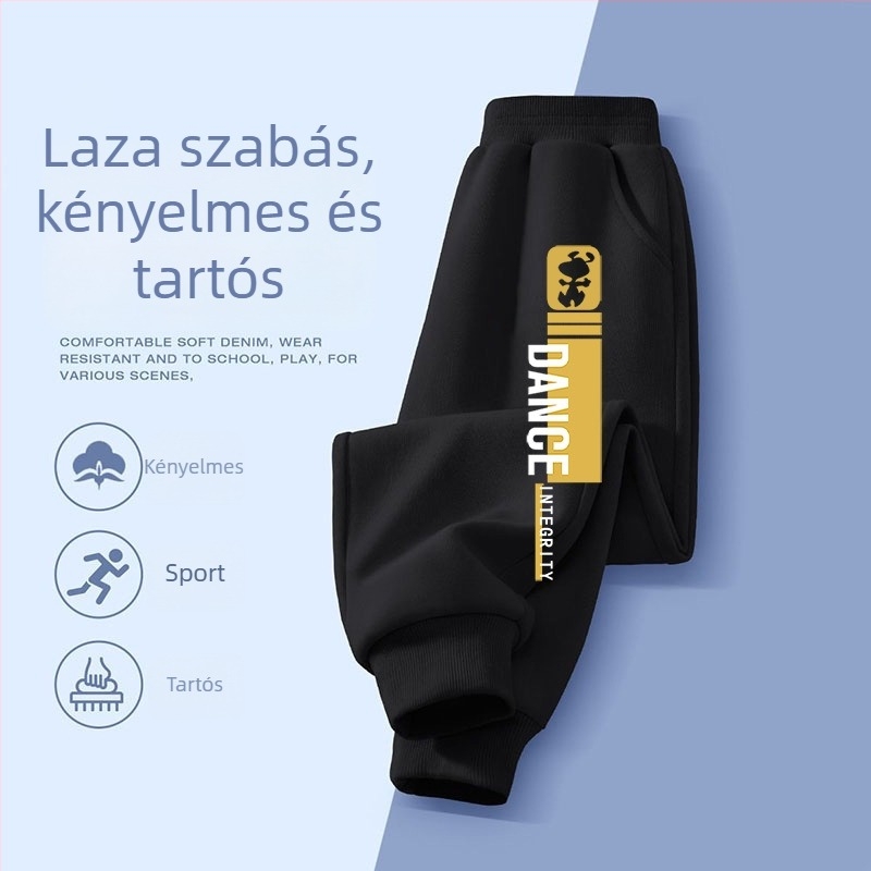 Fiúknak pamut jogger nadrágok tavasz–őszre, mindennapi viselet, 3–8 évesek, mesefigurás mintával