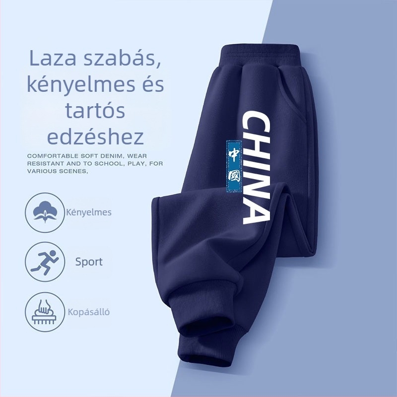 Fiúknak pamut jogger nadrágok tavasz–őszre, mindennapi viselet, 3–8 évesek, mesefigurás mintával
