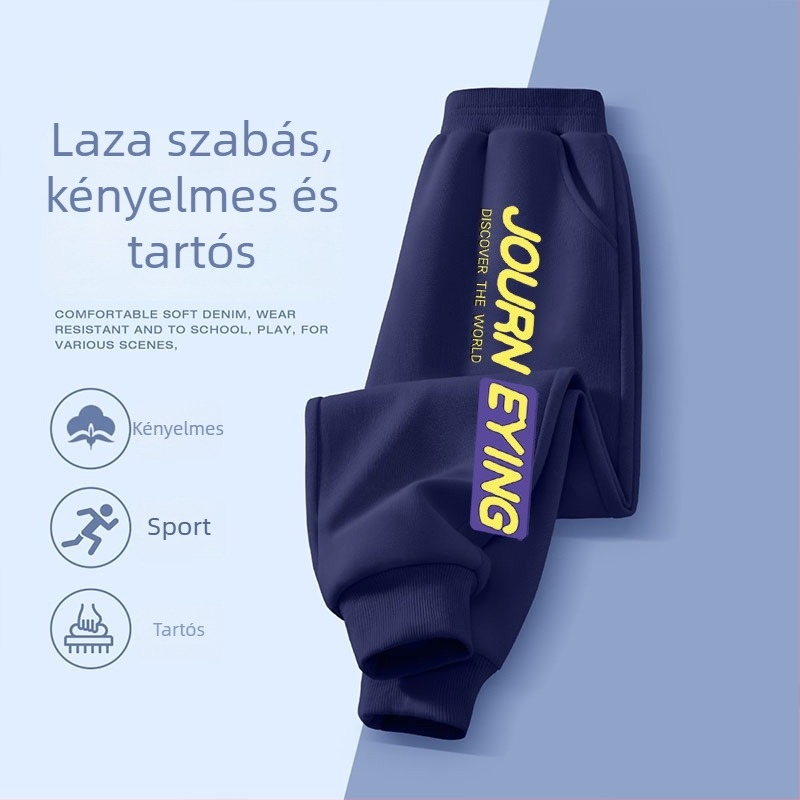 Fiúknak pamut jogger nadrágok tavasz–őszre, mindennapi viselet, 3–8 évesek, mesefigurás mintával