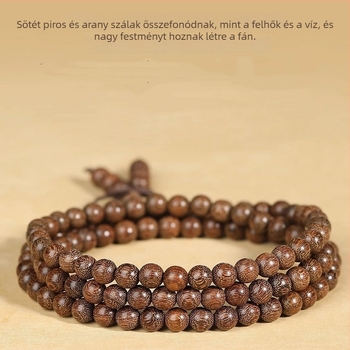 Fából készült buddhista karkötő 108 gyönggyel, polírozott felülettel, uniszex stílus, Guangzhou eredetű