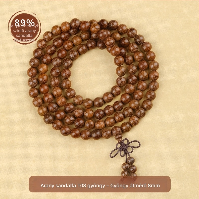Fából készült buddhista karkötő 108 gyönggyel, polírozott felülettel, uniszex stílus, Guangzhou eredetű