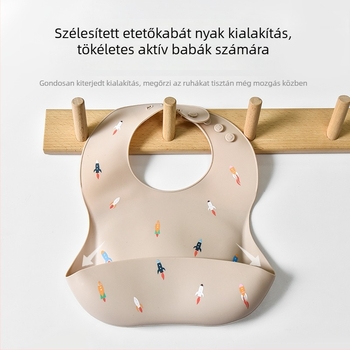 Szilikon gyerek etetőbib, vízálló és foltálló, 0–6 éveseknek