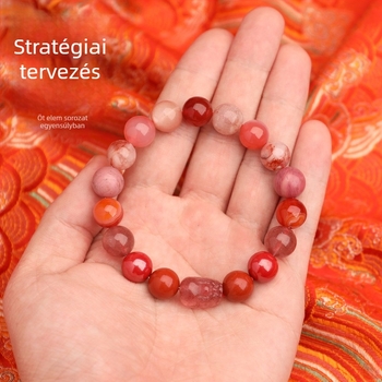 Öt elem Pixiu tűz attribútumú karkötő - kézzel készített, természetes kristállyal, Duobao, uniszex, szerencsés