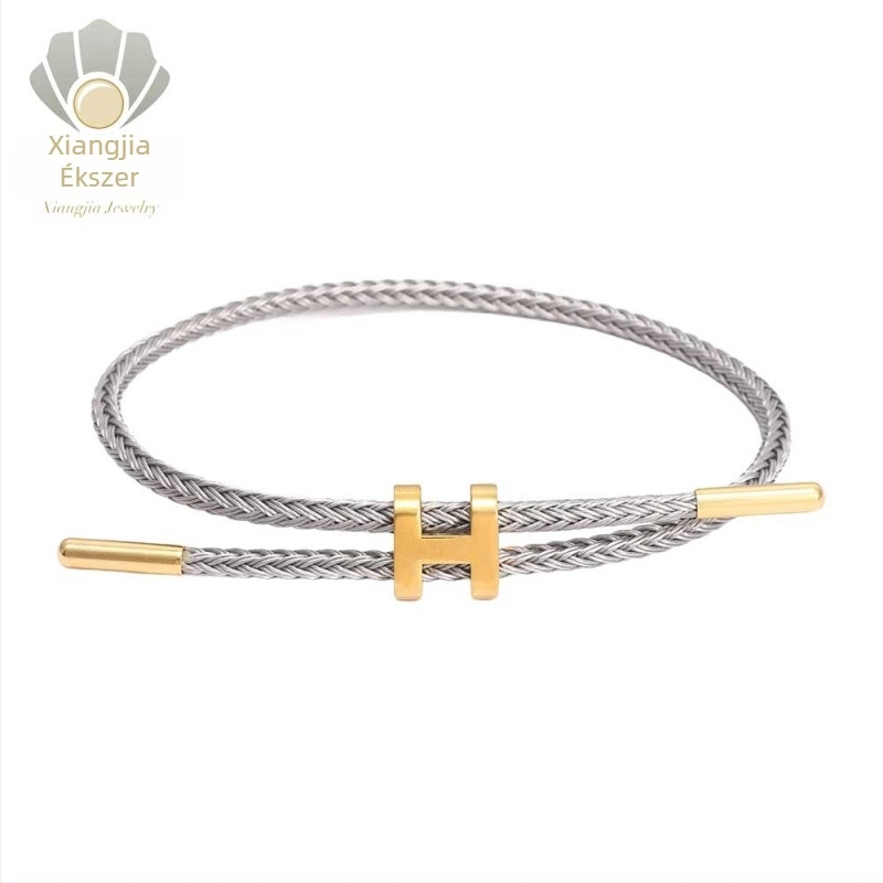 Geometriai alakú titánacél karkötő, elektroplating, uniszex, állítható